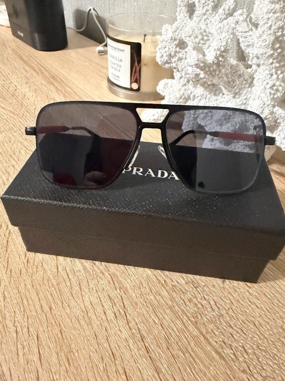 Prada Black Red Sunglasses Shield Aviator Luxury - Picture 4 of 8